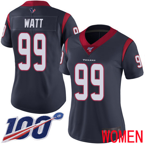 Houston Texans Limited Navy Blue Women J J Watt Home Jersey NFL Football 99 100th Season Vapor Untouchable